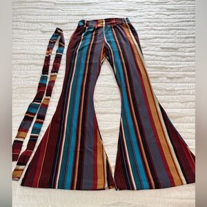 Boho Comfy Bell Bottom Flare Pants with Matching Belt